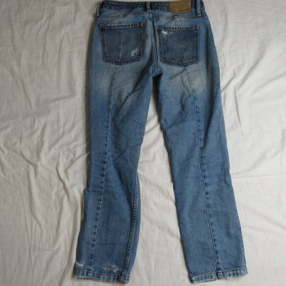 Free People Two Tone Distressed High Rise Jeans 26" Women's 27 - Picture 12 of 13